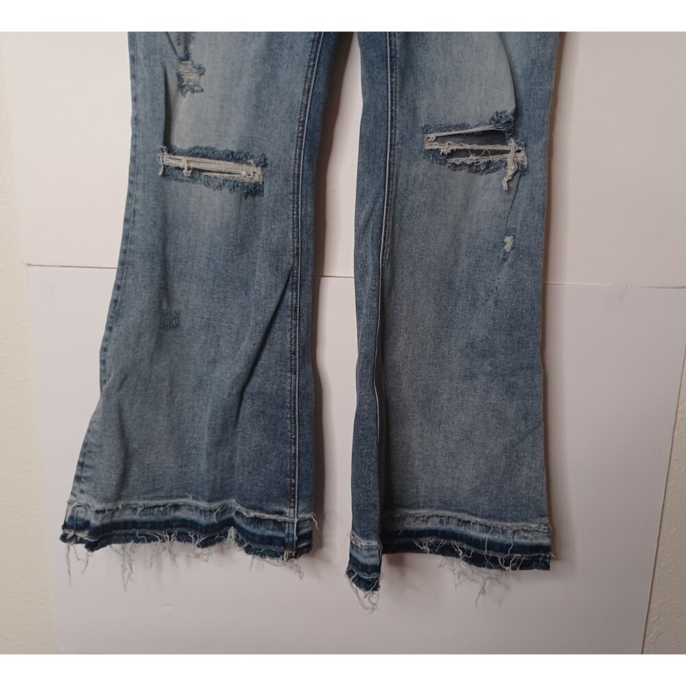 Risen Womens 2XL 36X31 Stretch High Rise Distressed Flare Jeans - Picture 2 of 6